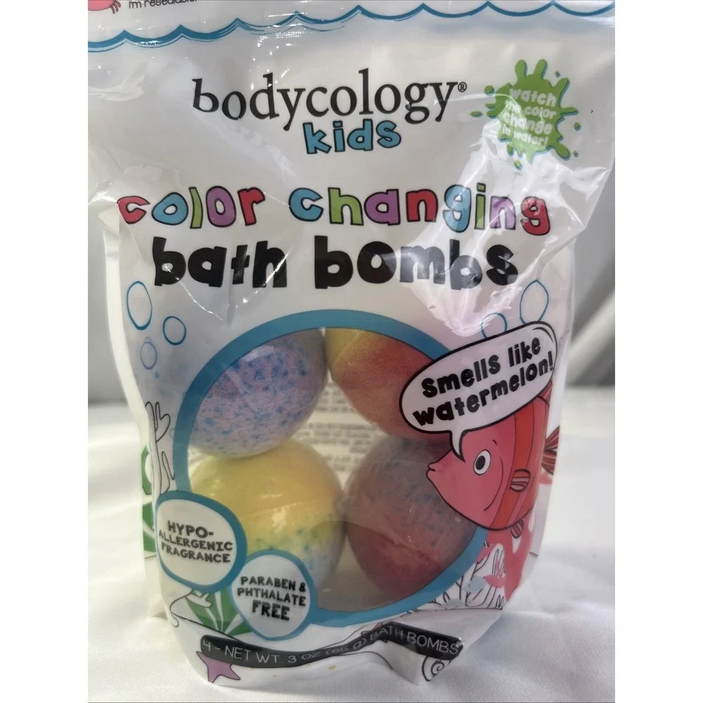 Bodycology for Kids Watermelon Color Changing Bath Bombs 12 oz‎ - 4 pc Pack